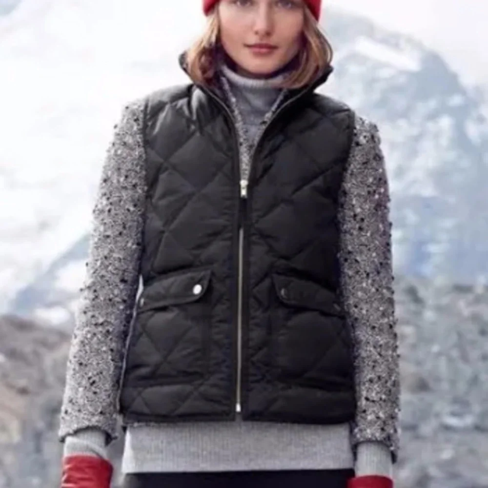 J.Crew Black Excursion Quilted Puffer Down Vest Women's XXS
